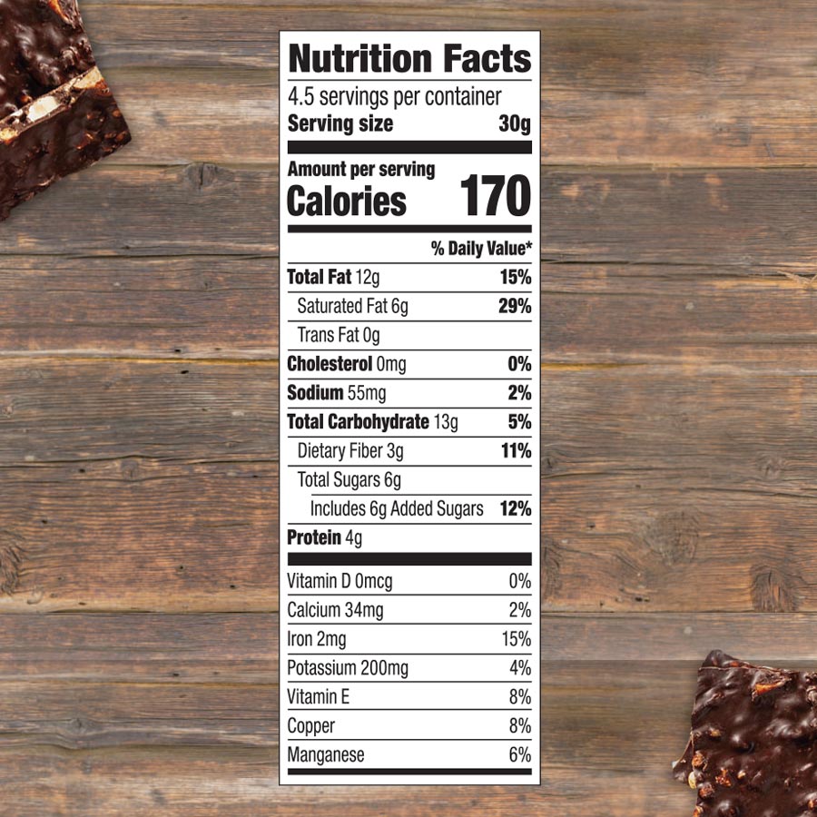 almond sea salt chocolate bark nutrition facts