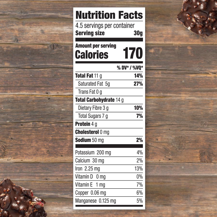 cranberry almond chocolate bark nutrition facts