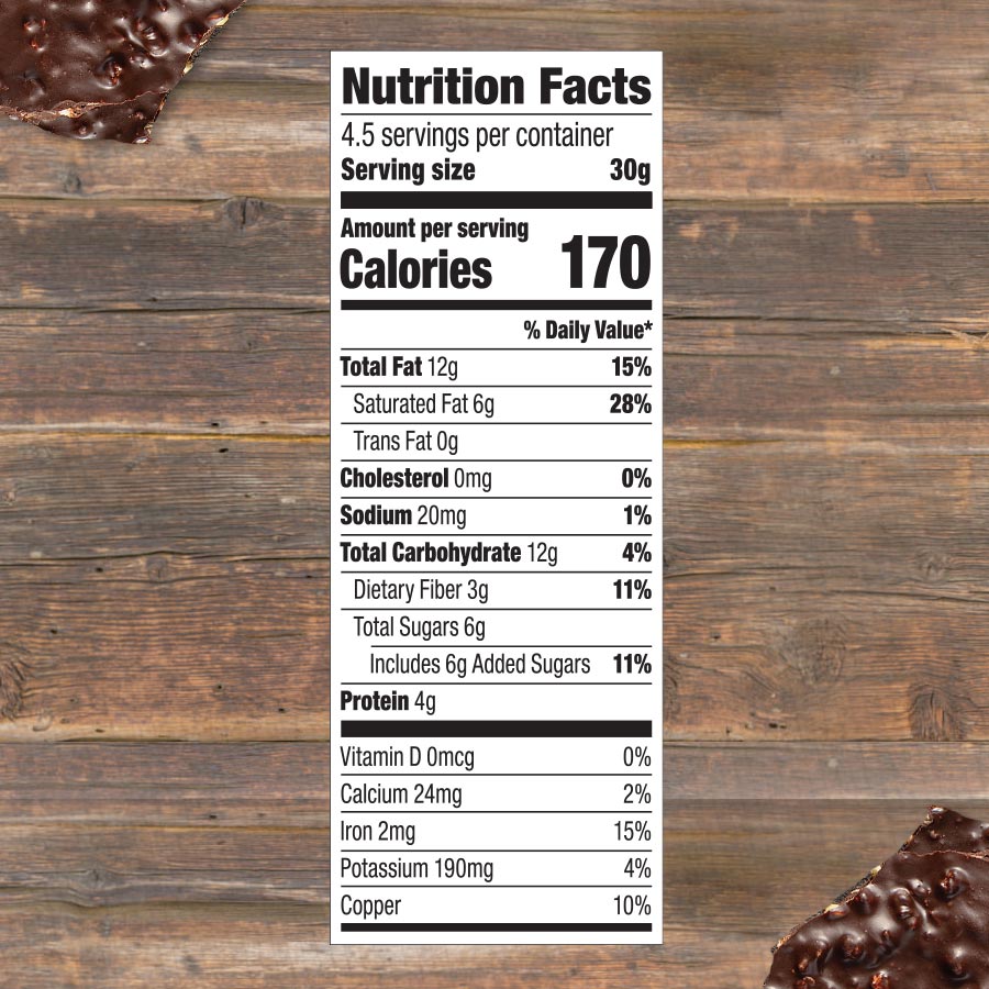 espresso hazelnut chocolate bark nutrition facts