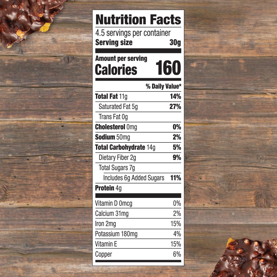 orange almond chocolate bark nutrition facts
